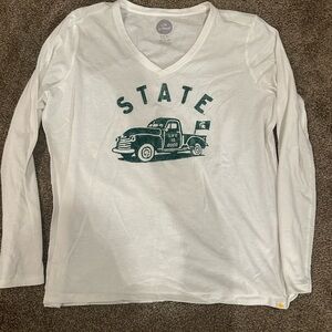 Life is Good White Long Sleeve Shirt with Green Graphic